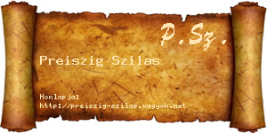 Preiszig Szilas névjegykártya